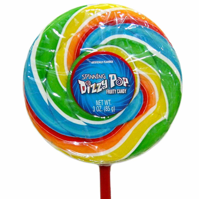 6 Pc Dizzy Pop Spinning Lollipops Rainbow Swirl Spiral Fruit Treats Candy Sucker