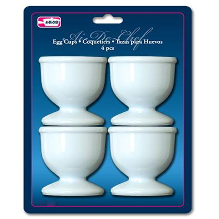 Egg Cups Set 4 PC Poached Hard Boiled Breakfast White Save Kitchen Hot Food