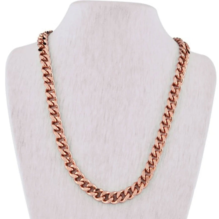 1 Pure Copper Cuban Link Necklace Heavy Solid Statement Jewelry Chain 24" Unisex