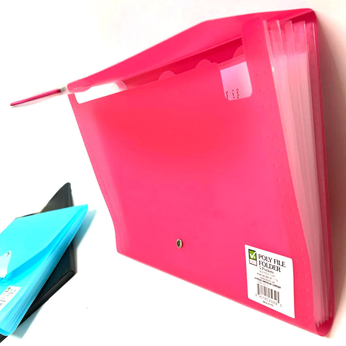 12 Pc Accordion File Organizer 5 Pocket Folder Letter Paper Coupon Documents 13"