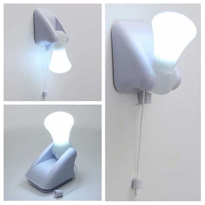 4 Pc Mini Pull Lamp Light Bulbs LED Stick On Battery Powered Bulb Portable Mount