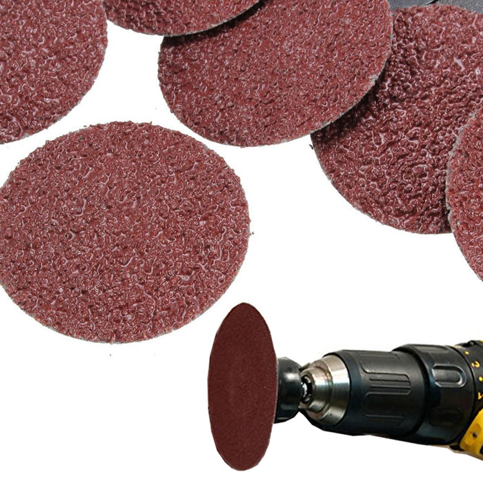 100 Pc Sanding Disc 24 Grit 3" Pads Surface Roll Lock Grinding Resin Fiber