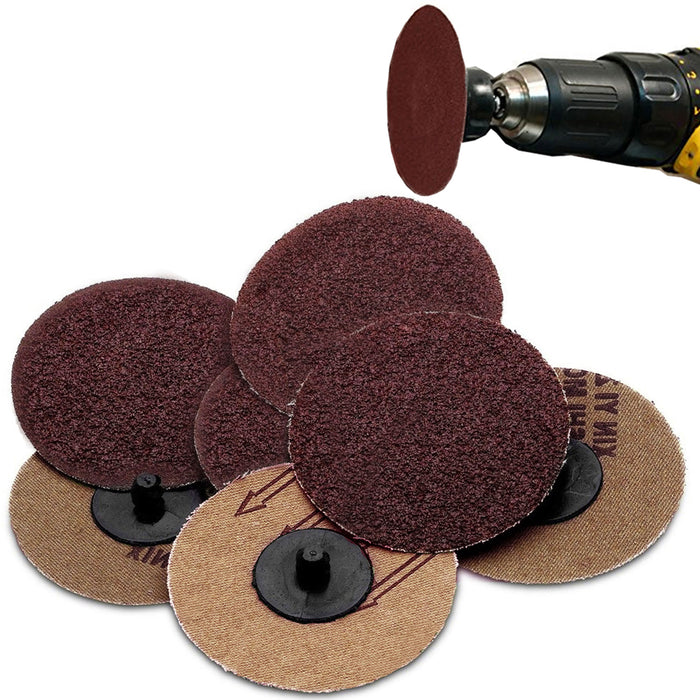 100 Pc Sanding Disc 24 Grit 3" Pads Surface Roll Lock Grinding Resin Fiber