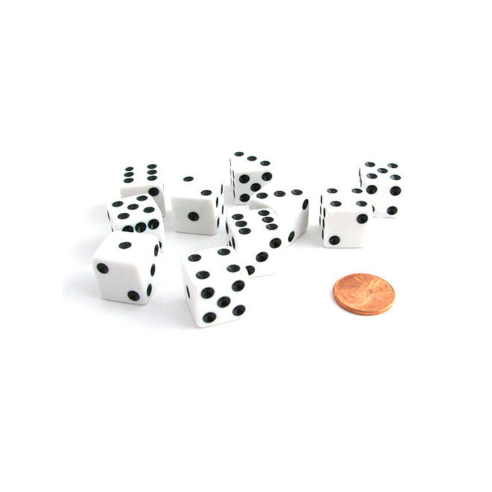 Set of 10 Six Sided Square Dice White Black Pip P6 Die D6 Casino Gambling Game