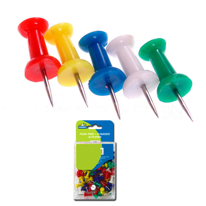 100 Pcs Push Pin Thumb Tack Multi Color 3/8" Drawing Cork Board Office Pushpin