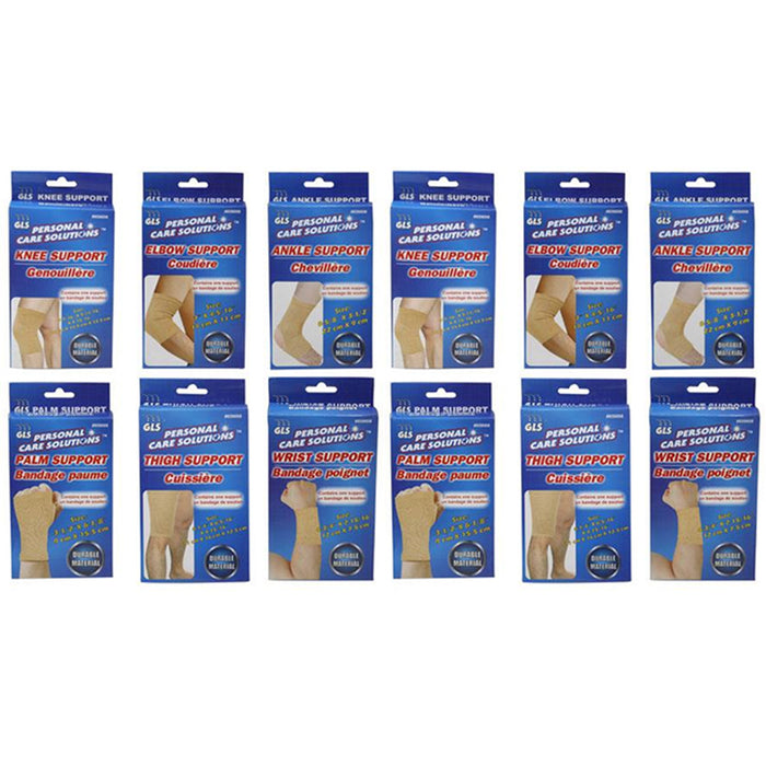 12Pc Support Braces Set Ankle Knee Wrist Elbow Palm Compression Pain Relief Wrap