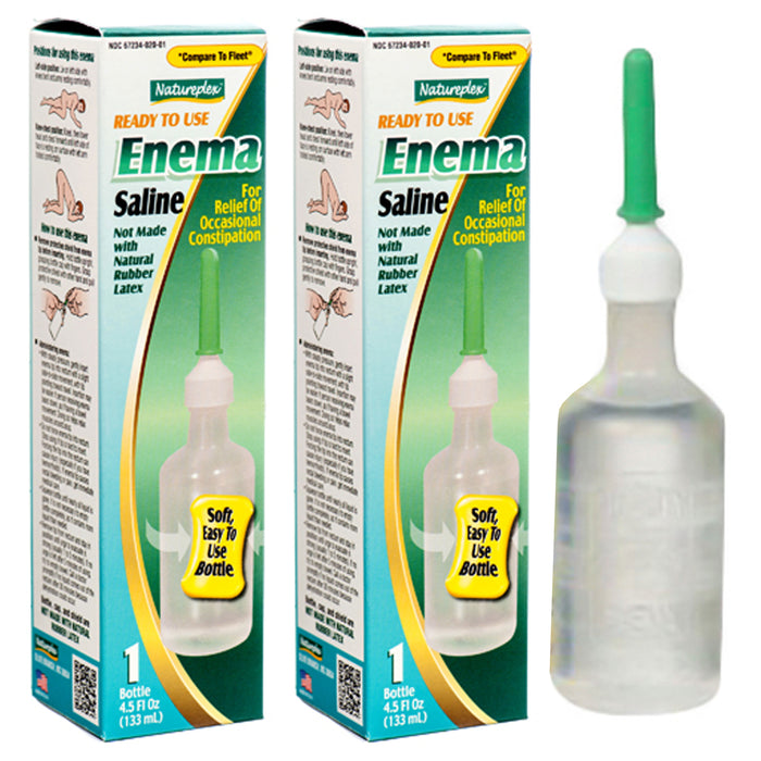 2 Pc Saline Enema Laxative Constipation Relief Latex Free Stool Softener 4.5 OZ