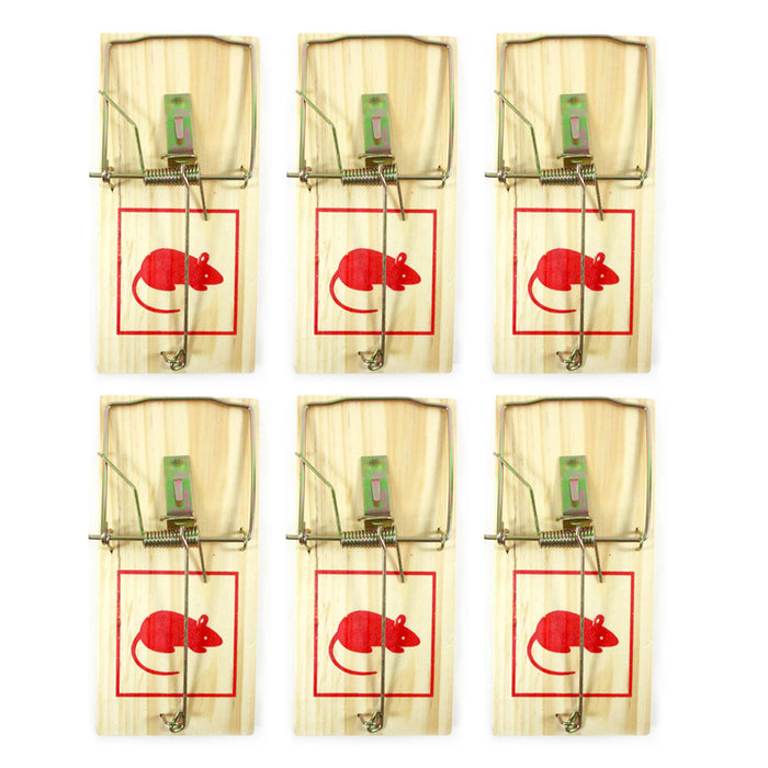 6 Rat Mouse Snap Trap Reusable Old Fashion Spring Pedal Rodent Pest Control Wood