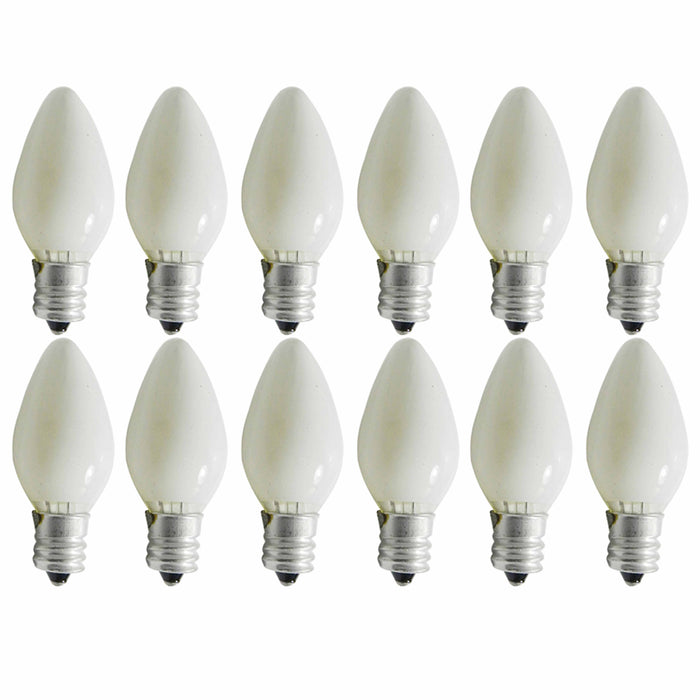 12 Pc Night Light Bulbs White 7 Watt 120V Lamp 7W Candelabra Base Replacement