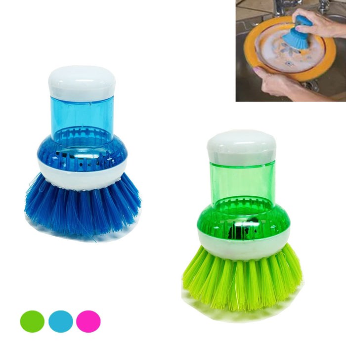 2 Scrubber Soap Dispense Palm Wash Brush Cleaning Pan Pot Dish Bowl Kitchen Tool