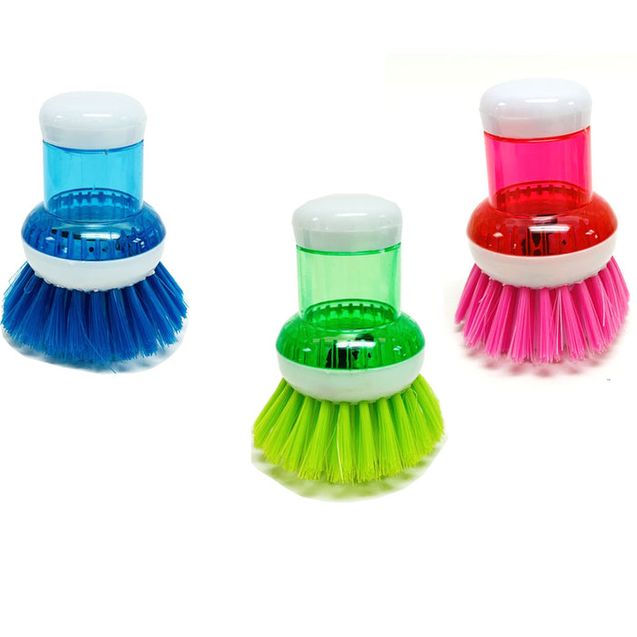 4 Scrubber Soap Dispense Palm Wash Brush Cleaning Pan Pot Dish Bowl Kitchen Tool