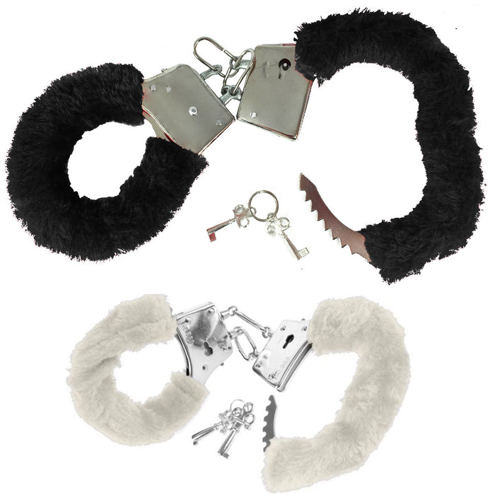 Furry Cuffs Sexy Love Hand Adult Party Handcuffs Fuzzy Red Fur Lined Metal New !