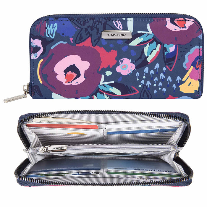 1 Women's Travelon Multicolored RFID Blocking Wallet Holder Card ID Case Travel