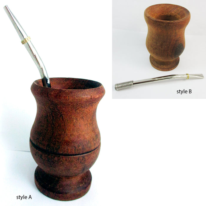 ARGENTINA MATE GOURD CUP ALGARROBO YERBA TEA BOMBILLA DETOX HERBAL DRINK 7740