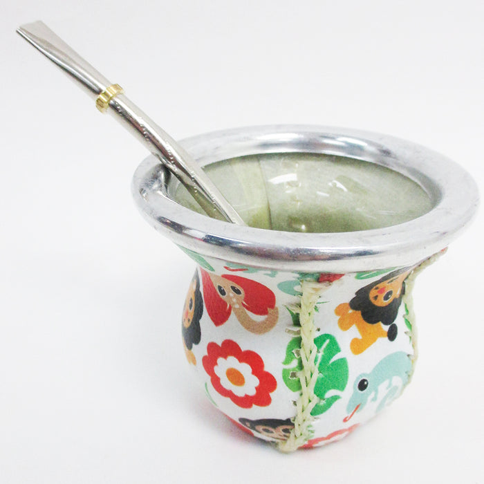 Argentina Mate Gourd Tea Glass Cup Thick Bombilla Straw Diet Drink Kit Set 2357