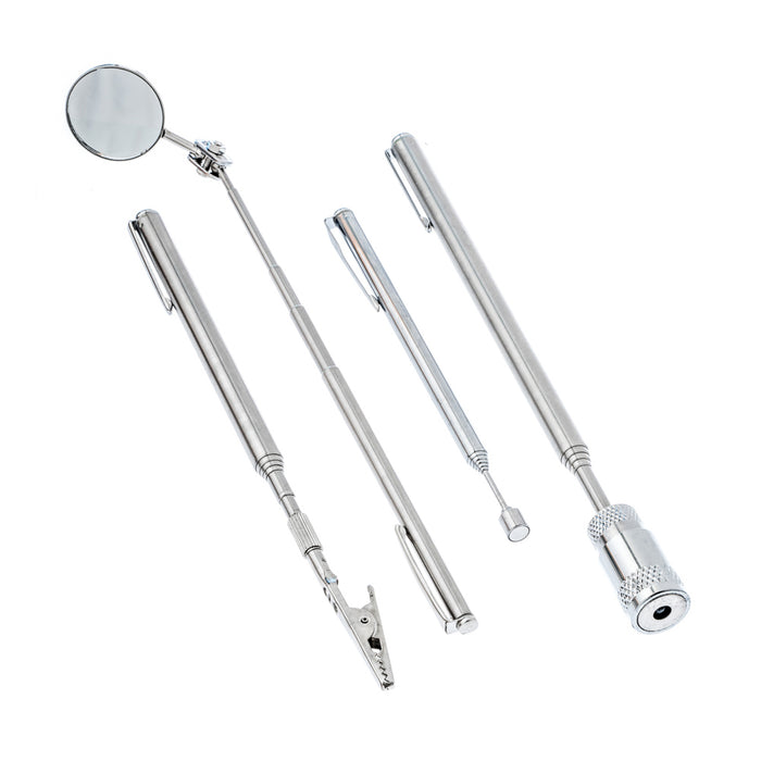 4Pc Telescopic Tool Set Alligator Clip Inspection Mirror Illuminated Magnet Pole