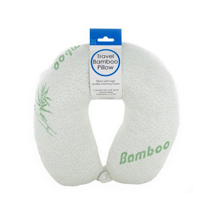 Travel Bamboo Pillow Memory Foam Neck Support Comfort Rest Airplane U Shaped