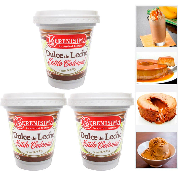 3 Dulce De Leche La Serenisima Spread Jar 400g 14oz Milk Caramel Arequipe Cajeta