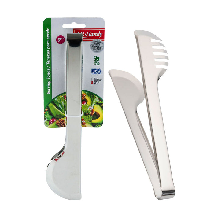 2 Serving Tongs Stainless Steel Food Bread Meat BBQ Grill Flipper Kitchen Tool