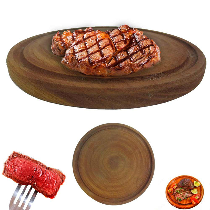 3 Plates Argentina Asado BBQ Cheese Serve Beef Meat Picnic Algarrobo Wood 9 1/4"