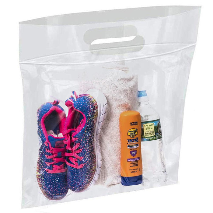 3 Large Plastic Clear Storage Bags Handle Resealable Zipper Clothes Travel 15x17