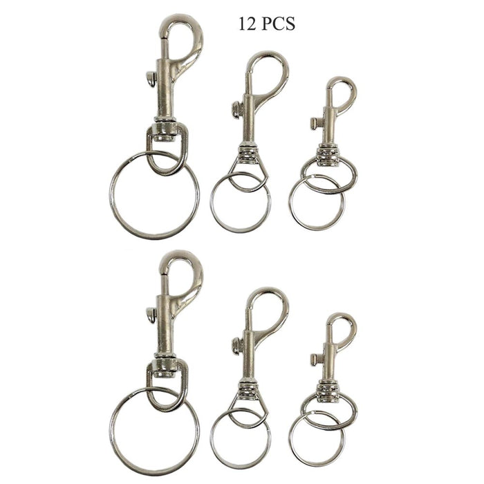 12PC Swivel Eye Bolt Snap Hook Silver Keychain Boat Ropes Pet Dog Leash Clasp