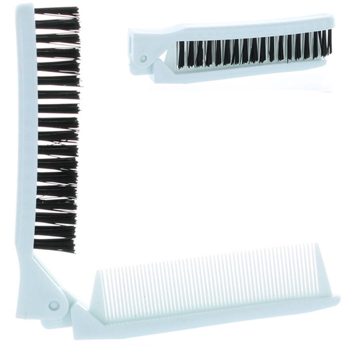 1 Folding Hair Compact Travel Brush Comb Pocket Size Car Purse Bag Styling Salon