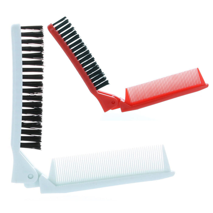 1 Folding Hair Compact Travel Brush Comb Pocket Size Car Purse Bag Styling Salon
