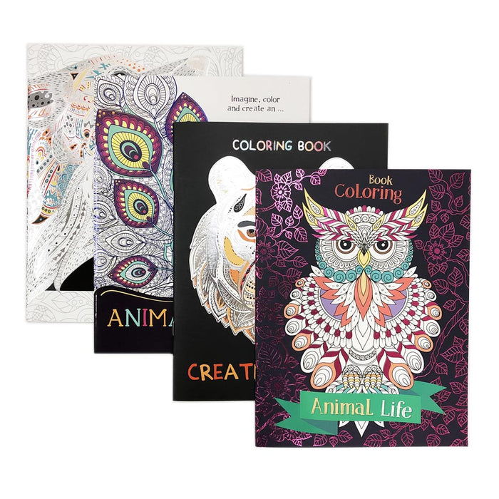 4 Mandala Adult Coloring Books Stress Relieving Meditation Art Designs Animals