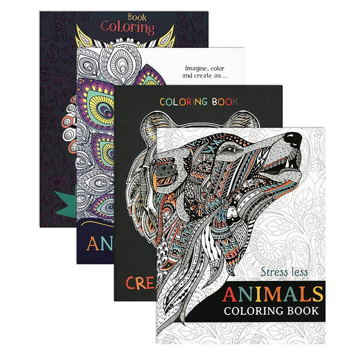 22 PC Mandala Coloring Book Markers Set Stress Relieving Animal Designs Drawing