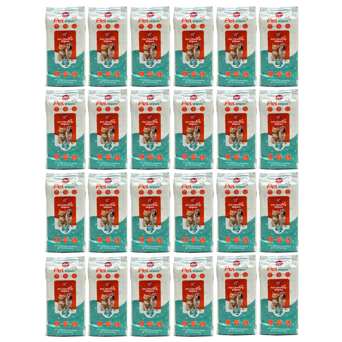 24 Pk Bulk Pet Cleaning Wipes Grooming Dog Cat Dry Bath Clean Ears Paws 1440ct