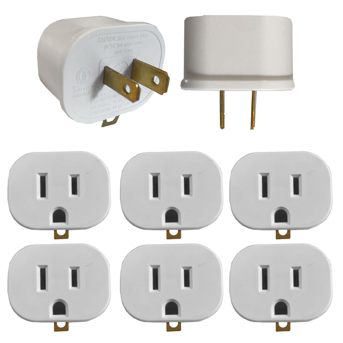 6 Pk Single Port Plug 3 To 2 Prong Outlet Grounding Adapter Wall Tap Converter