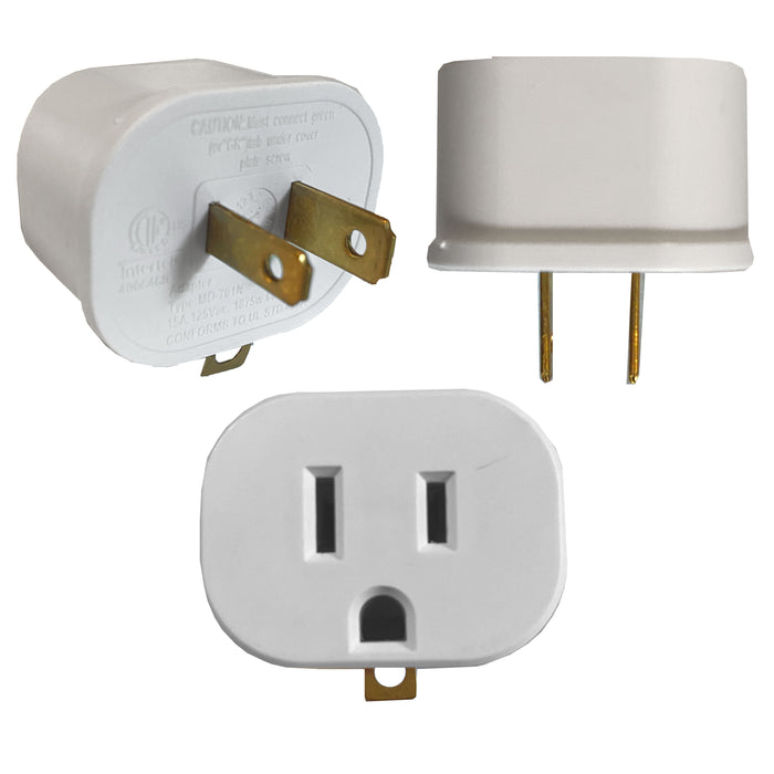 6 Pk Single Port Plug 3 To 2 Prong Outlet Grounding Adapter Wall Tap Converter