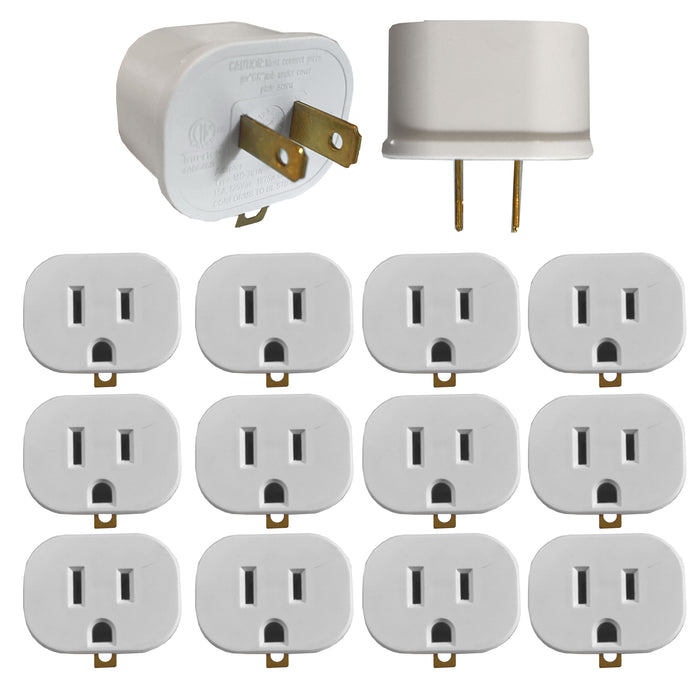 12 Pc 3 Prong To 2 Pin Outlet Grounding Adapter Converter Single Plug Wall Tap