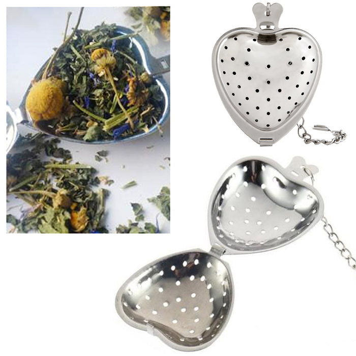2 Heart Shape Stainless Steel Tea Infuser Loose Leaf Herb 2" Kettle Cup Strainer