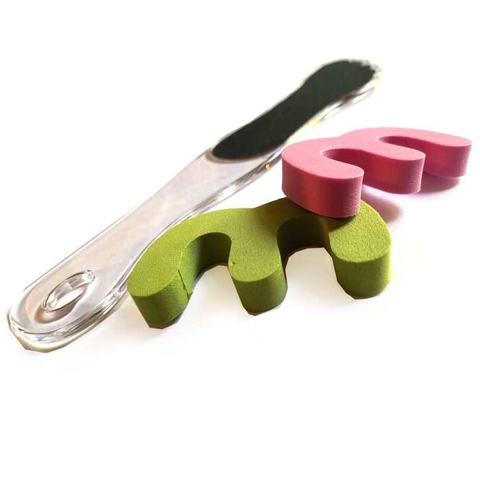 3 Pc Pedicure Set Nail Foot File Scraper Toe Separators Toenail Grooming Tools