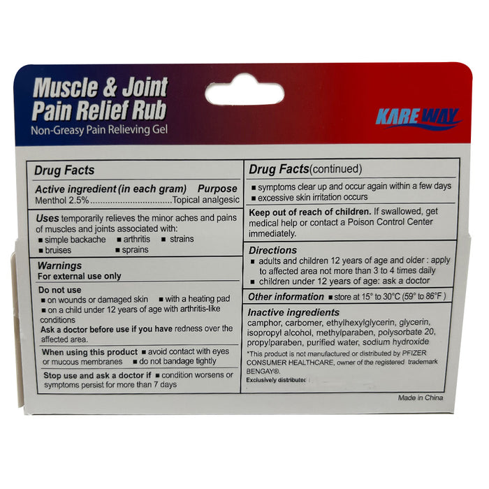 Muscle & Joint Pain Relief Rub Gel Fast Relive Menthol Arthritis Sore Bruise 2oz