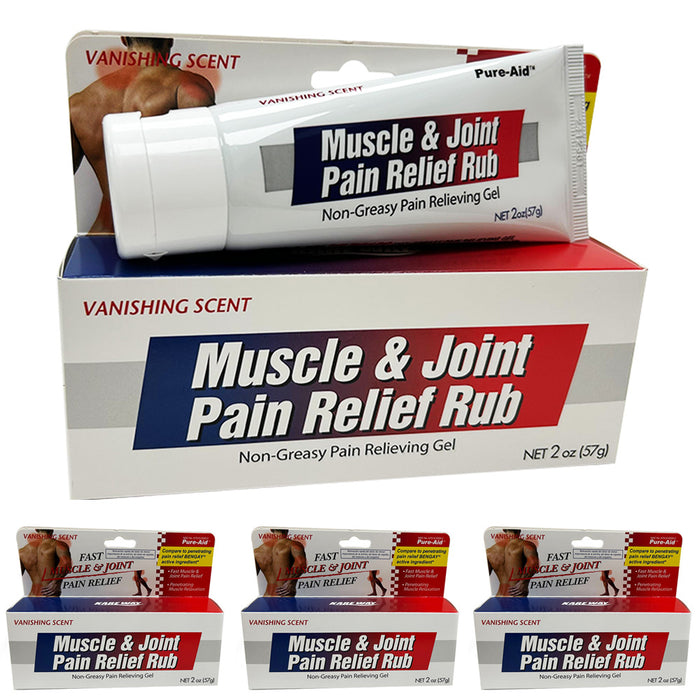4 Muscle Joint Pain Relieving Gel Rub Topical 2.5% Menthol Fast Penetrating 2oz