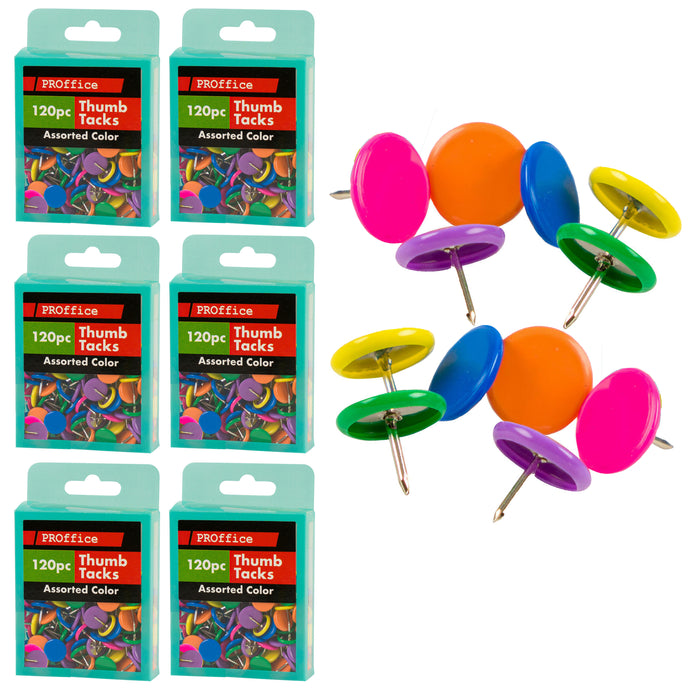 720ct Multicolor Thumb Tacks 3/8" Round Flat Push Pin Cork Board Office Bulletin