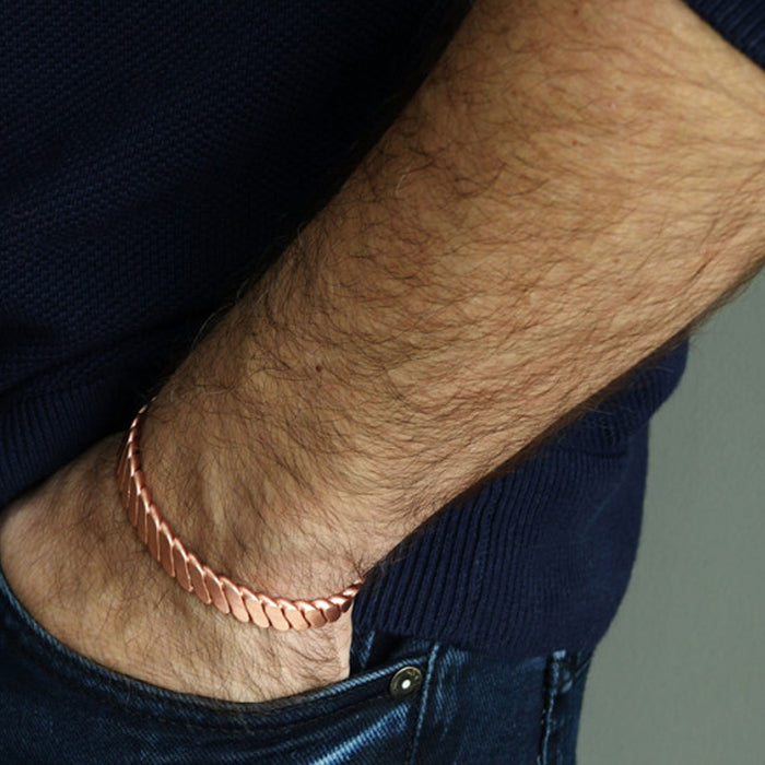 1 Pc Pure Copper Bracelet Twisted Flat Solid Cuff Bangle Arthritis Pain Relief