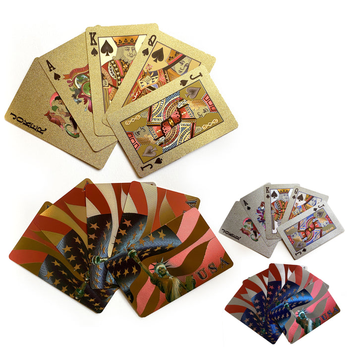 2 Deck USA Metallic Playing Cards Gold or Silver Certified 24k Foil Plated Poker
