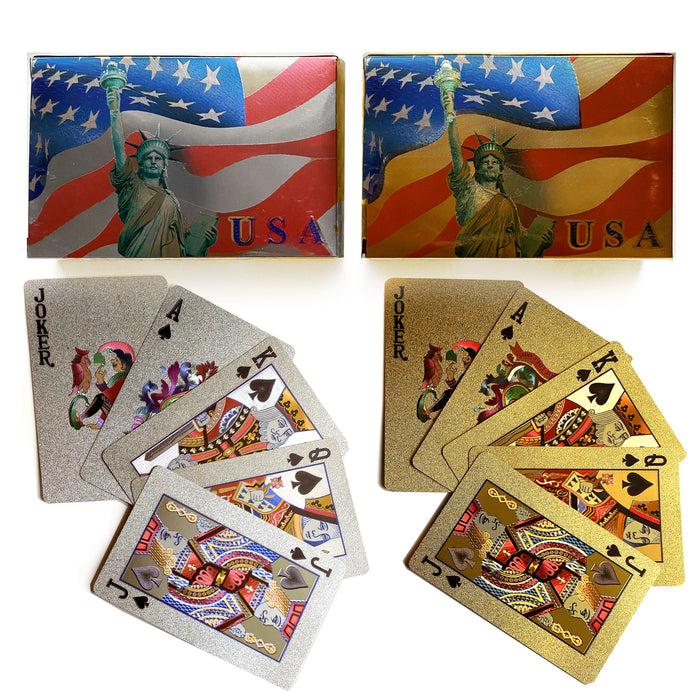 1 Deck Gold or Silver Playing Cards Certified 24k Foil Plated USA Patriotic Game