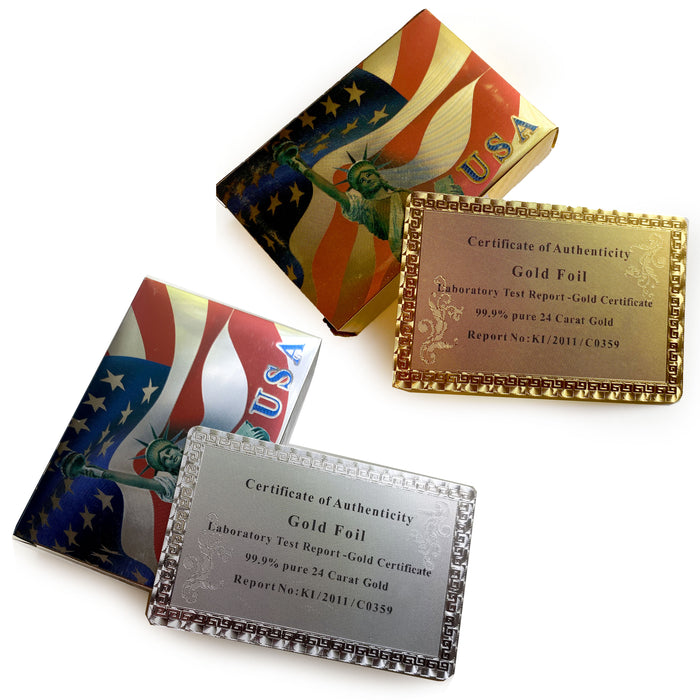 1 Deck Gold or Silver Playing Cards Certified 24k Foil Plated USA Patriotic Game