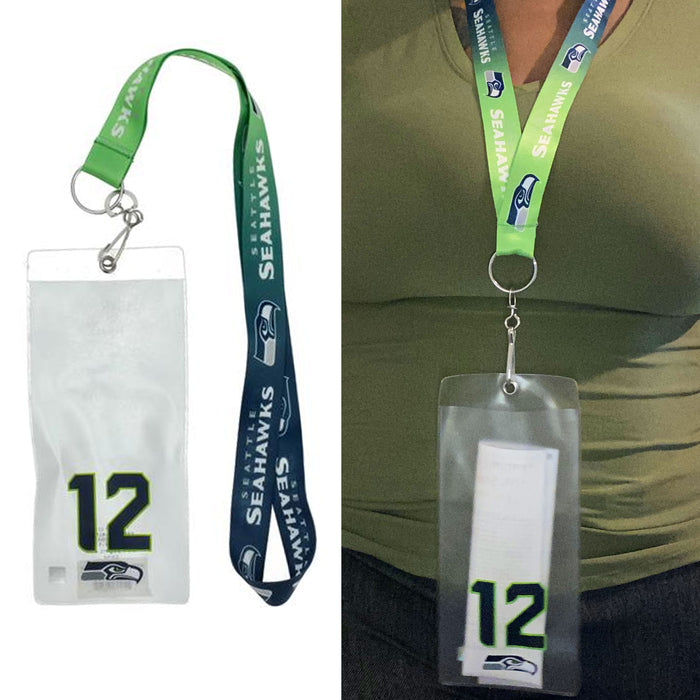 4 X Sports Lanyards NFL Seattle Seahawks 12th Man Ticket Credential Badge Holder