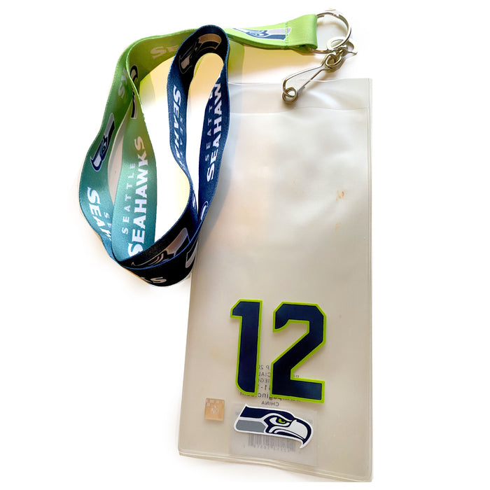 2 Pc NFL Seattle Seahawks Ombre Lanyard 12th Man Ticket Credential Badge Holder