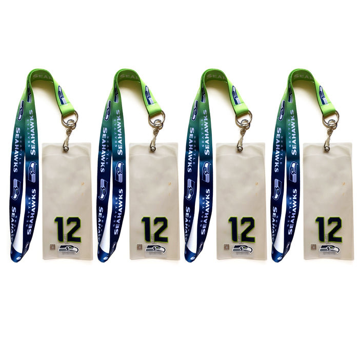 4 X Sports Lanyards NFL Seattle Seahawks 12th Man Ticket Credential Badge Holder