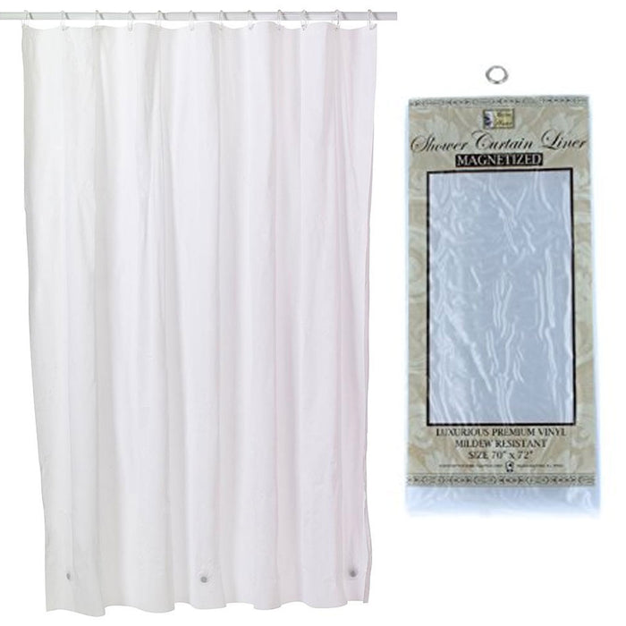 Shower Curtain Liner Vinyl Magnetic Hotel Quality Bath White 70x72