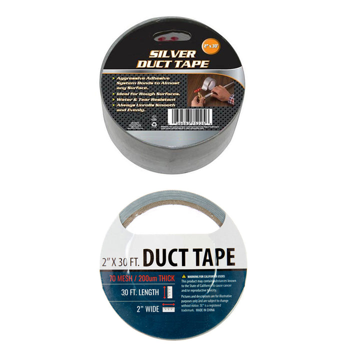 1 Silver Duct Tape Roll 2" x 10 Yards Sealing Boxes Heavy Duty Arts Crafts New