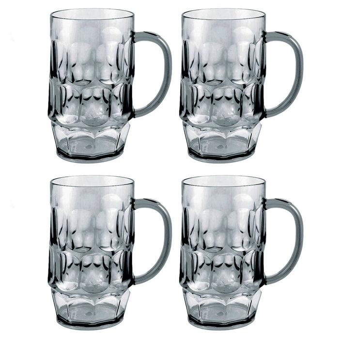 4 Set Plastic Drinking Beer Mugs 26 oz Party Bar Clear Glass Cups w/ Handle Gift