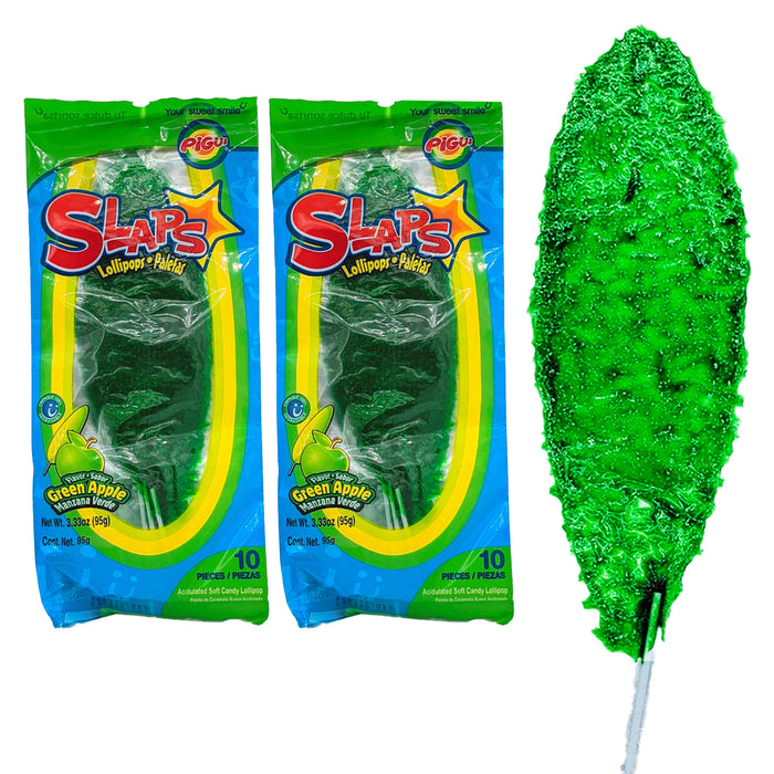 20 Pc Pigui Slaps Green Apple Flavor Paletas Manzana Lollipops Mexican Pop Candy